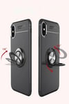 Mey İthalat®  iPhone XS Max Kılıf Range Yüzüklü Silikon - Siyah-Mavi