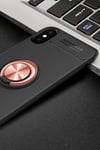 Mey İthalat®  iPhone XS Max Kılıf Range Yüzüklü Silikon - Siyah-Gold
