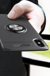 Mey İthalat®  iPhone XS Max Kılıf Range Yüzüklü Silikon - Siyah-Mavi