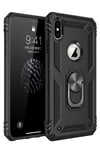 Mey İthalat®  iPhone XS Max Kılıf Sofya Yüzüklü Silikon Kapak - Siyah
