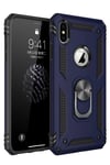 Mey İthalat®  iPhone XS Max Kılıf Sofya Yüzüklü Silikon Kapak - Lacivert