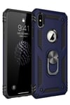 Mey İthalat®  iPhone XS Max Kılıf Sofya Yüzüklü Silikon Kapak - Lacivert