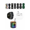 Mey İthalat®  K28 Kombo 7 Adet Kordon Akıllı Saat Airpods Kulaklık Kablosuz Hoparlör Set - Siyah