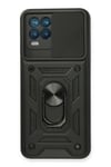 Mey İthalat®  Realme 8 Kılıf Pars Lens Yüzüklü Silikon - Siyah