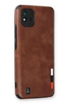Mey İthalat®  Realme C11 2021 Kılıf Loop Deri Silikon - Kahverengi