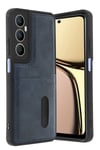 Mey İthalat®  Realme C65 Sara Kartvizitli Deri Kılıf - Lacivert