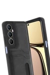 Mey İthalat®  Realme C65 Sara Kartvizitli Deri Kılıf - Siyah
