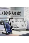 Mey İthalat®  S90 4in1 Kablosuz Şarj Masaüstü Set - Siyah