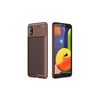 Mey İthalat®  Samsung Galaxy A01 Core Kılıf Auto Focus Karbon Kapak - Kahverengi