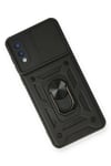 Mey İthalat®  Samsung Galaxy A02 Kılıf Pars Lens Yüzüklü Silikon - Siyah