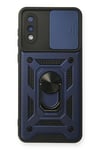 Mey İthalat®  Samsung Galaxy A02 Kılıf Pars Lens Yüzüklü Silikon - Lacivert