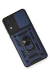 Mey İthalat®  Samsung Galaxy A02 Kılıf Pars Lens Yüzüklü Silikon - Lacivert