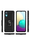Mey İthalat®  Samsung Galaxy A02 Kılıf Sofya Yüzüklü Silikon Kapak - Siyah