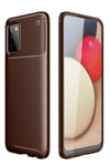 Mey İthalat®  Samsung Galaxy A02S Kılıf Auto Focus Karbon Kapak - Kahverengi