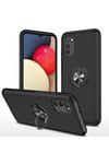 Mey İthalat®  Samsung Galaxy A02S Kılıf Elit Yüzüklü Kapak - Siyah