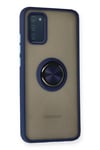 Mey İthalat®  Samsung Galaxy A02S Kılıf Montreal Yüzüklü Silikon Kapak - Lacivert