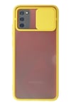 Mey İthalat®  Samsung Galaxy A02S Kılıf Palm Buzlu Kamera Sürgülü Silikon - Sarı