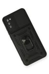 Mey İthalat®  Samsung Galaxy A02S Kılıf Pars Lens Yüzüklü Silikon - Siyah
