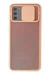 Mey İthalat®  Samsung Galaxy A02S Kılıf Palm Buzlu Kamera Sürgülü Silikon - Pembe