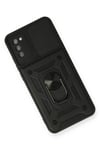 Mey İthalat®  Samsung Galaxy A02S Kılıf Pars Lens Yüzüklü Silikon - Siyah