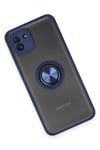 Mey İthalat®  Samsung Galaxy A03 Kılıf Montreal Yüzüklü Silikon Kapak - Lacivert