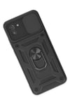Mey İthalat®  Samsung Galaxy A03 Kılıf Pars Lens Yüzüklü Silikon - Siyah