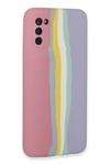 Mey İthalat®  Samsung Galaxy A03S Kılıf Ebruli Lansman Silikon - Pembe-Lila