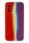 Mey İthalat®  Samsung Galaxy A03S Kılıf Ebruli Lansman Silikon - Kırmızı-Mor