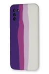 Mey İthalat®  Samsung Galaxy A03S Kılıf Ebruli Lansman Silikon - Mor-Beyaz