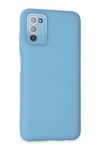Mey İthalat®  Samsung Galaxy A03S Kılıf Lansman Glass Kapak - Mavi