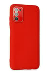 Mey İthalat®  Samsung Galaxy A03S Kılıf Lansman Glass Kapak - Kırmızı