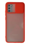 Mey İthalat®  Samsung Galaxy A03S Kılıf Palm Buzlu Kamera Sürgülü Silikon - Kırmızı