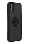 Mey İthalat®  Samsung Galaxy A05 Kılıf Montreal Yüzüklü Silikon Kapak - Siyah