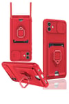Mey İthalat®  Samsung Galaxy A05 Kılıf Zuma Kartvizitli Yüzüklü Silikon - Kırmızı