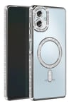 Mey İthalat®  Samsung Galaxy A06 Joke Simli Magneticsafe Kılıf - Gümüş