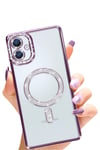 Mey İthalat®  Samsung Galaxy A06 Joke Simli Magneticsafe Kılıf - Derin Mor