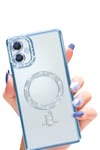 Mey İthalat®  Samsung Galaxy A06 Joke Simli Magneticsafe Kılıf - Mavi