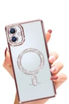 Mey İthalat®  Samsung Galaxy A06 Joke Simli Magneticsafe Kılıf - Pembe