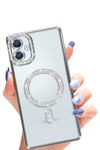 Mey İthalat®  Samsung Galaxy A06 Joke Simli Magneticsafe Kılıf - Gümüş