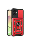 Mey İthalat®  Samsung Galaxy A06 Kılıf Pars Lens Yüzüklü Silikon - Kırmızı