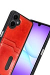 Mey İthalat®  Samsung Galaxy A07 4G Sara Kartvizitli Deri Kılıf - Kırmızı