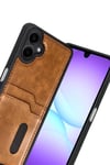 Mey İthalat®  Samsung Galaxy A07 4G Sara Kartvizitli Deri Kılıf - Taba