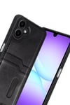 Mey İthalat®  Samsung Galaxy A07 4G Sara Kartvizitli Deri Kılıf - Siyah