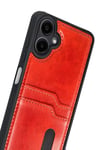 Mey İthalat®  Samsung Galaxy A07 4G Sara Kartvizitli Deri Kılıf - Kırmızı