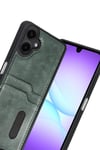 Mey İthalat®  Samsung Galaxy A07 4G Sara Kartvizitli Deri Kılıf - Yeşil