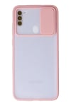 Mey İthalat®  Samsung Galaxy A11 Kılıf Palm Buzlu Kamera Sürgülü Silikon - Pembe