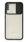 Mey İthalat®  Samsung Galaxy A11 Kılıf Palm Buzlu Kamera Sürgülü Silikon - Siyah