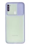 Mey İthalat®  Samsung Galaxy A11 Kılıf Palm Buzlu Kamera Sürgülü Silikon - Lila