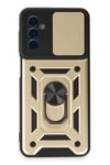 Mey İthalat®  Samsung Galaxy A14 4G Kılıf Pars Lens Yüzüklü Silikon - Gold