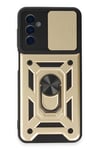 Mey İthalat®  Samsung Galaxy A14 4G Kılıf Pars Lens Yüzüklü Silikon - Gold